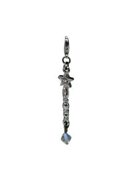 Kirks Folly Silver-Tone Crystal Star Wand Charm Pendant 3.5g 2.5" Pink Princess